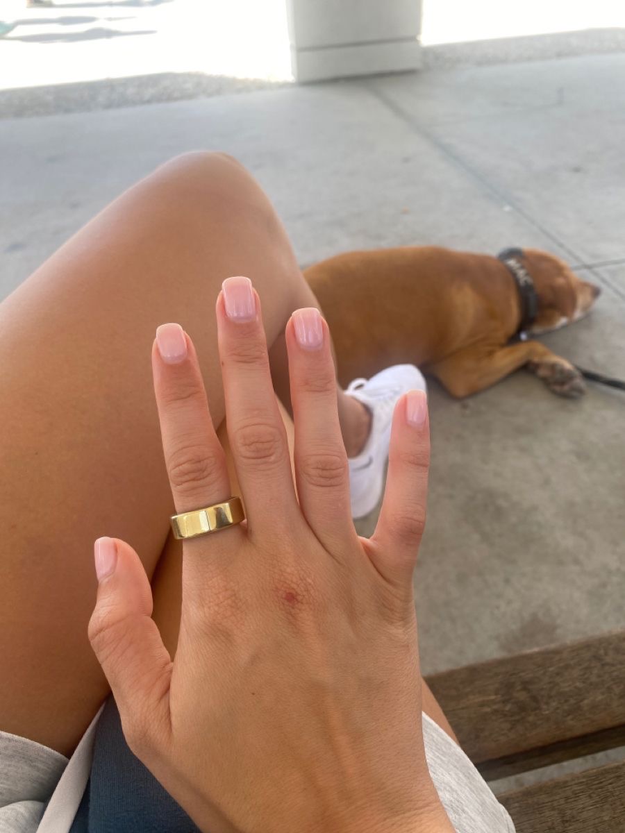 Square chrome French nail design by Bella Quinn