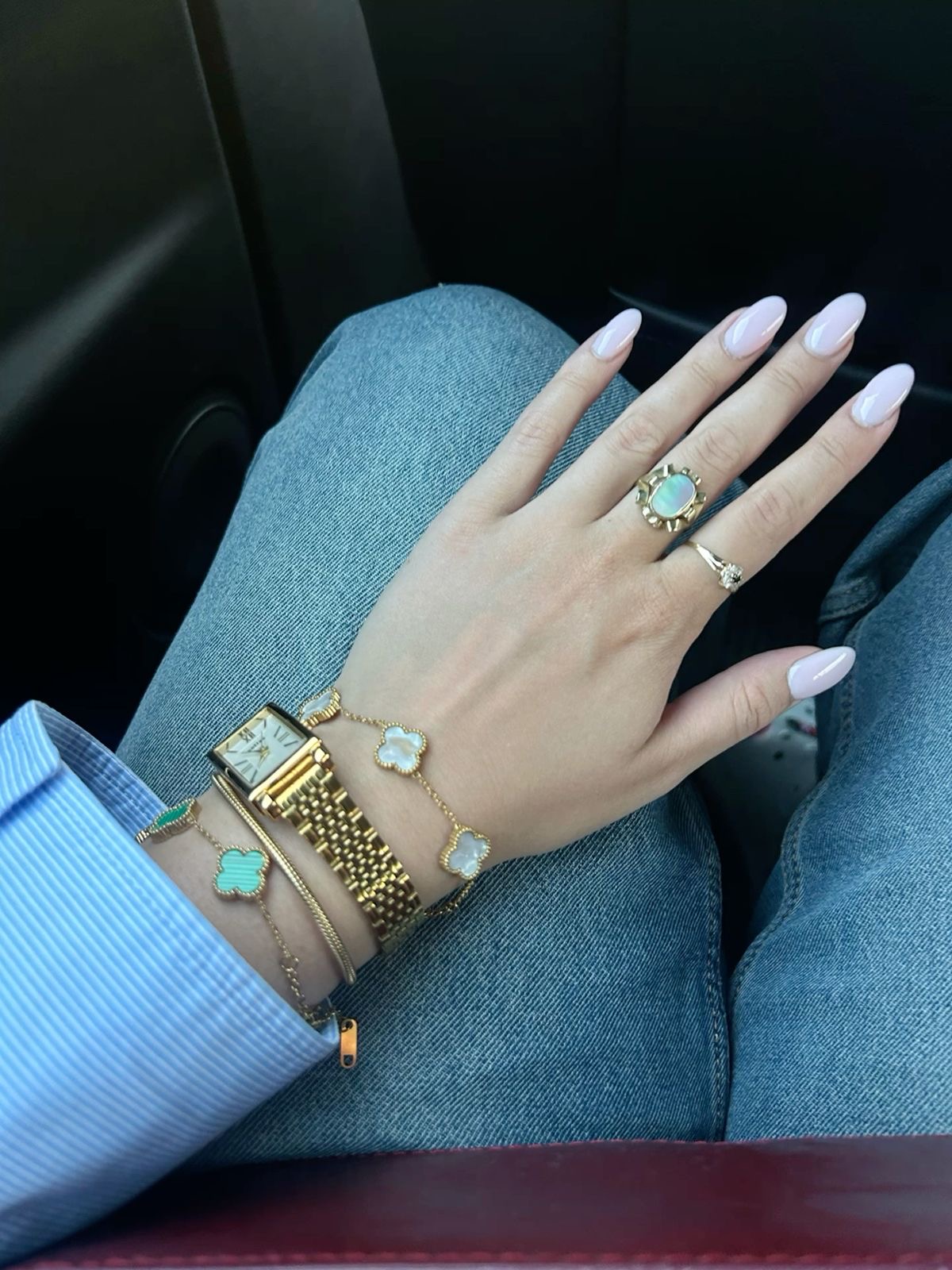 Almond chrome French nail design by Everly Grace