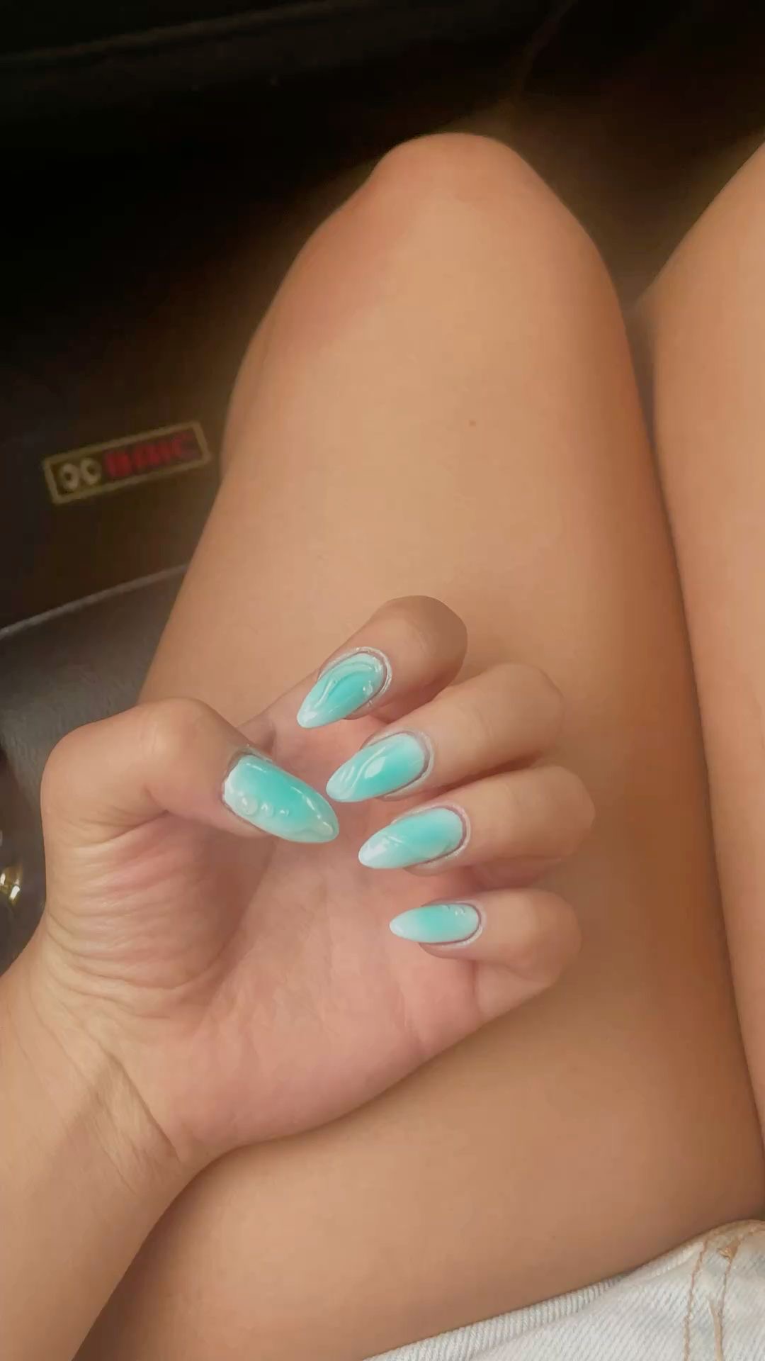 Almond geometric nail design by Willow Hart
