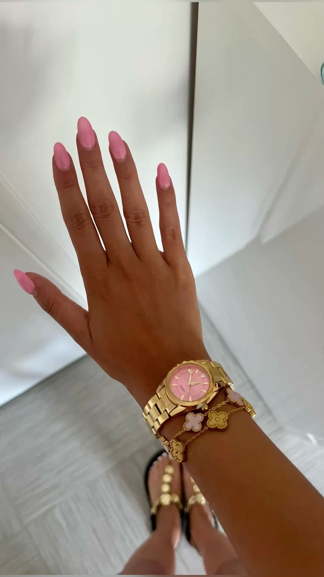 Oval chrome French nail design by Omar Said