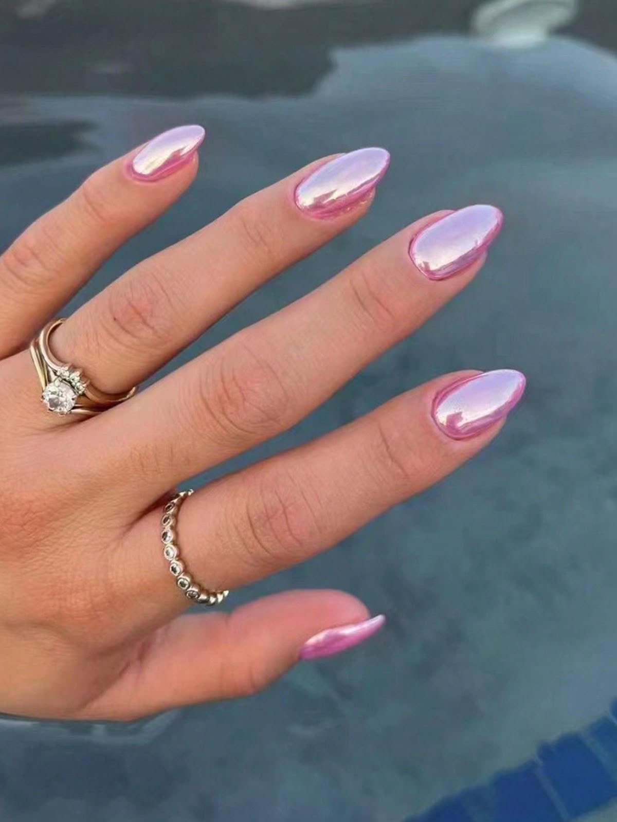 Oval geometric nail design by Omar Said