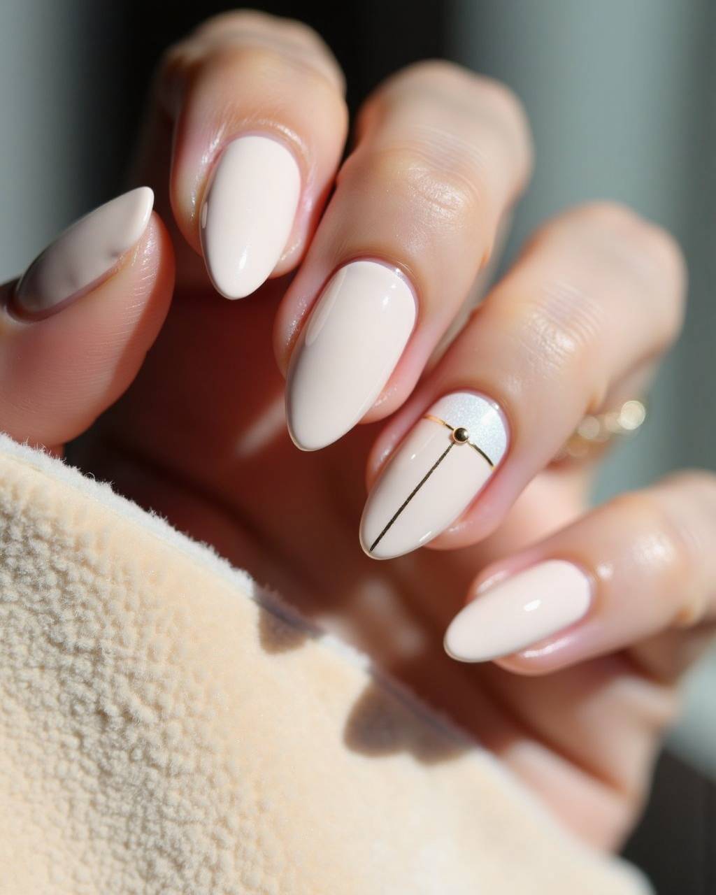 Almond minimalist nail design by Omar Said