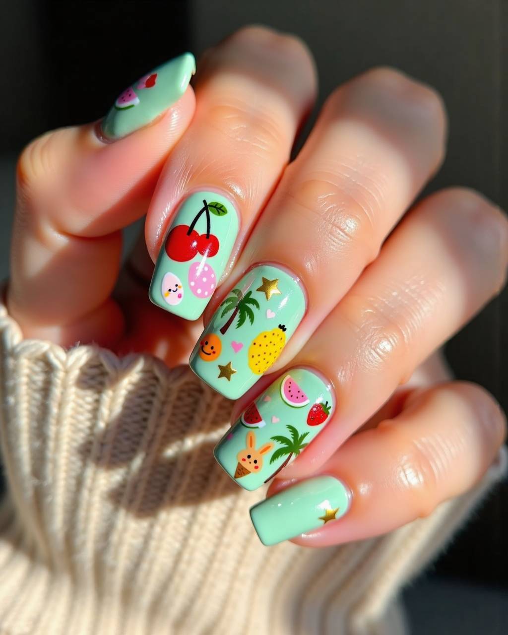 Squoval art nail design by Omar Said
