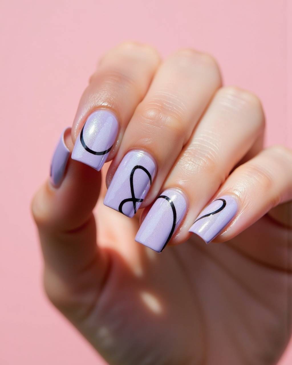 Square line art nail design by Omar Said